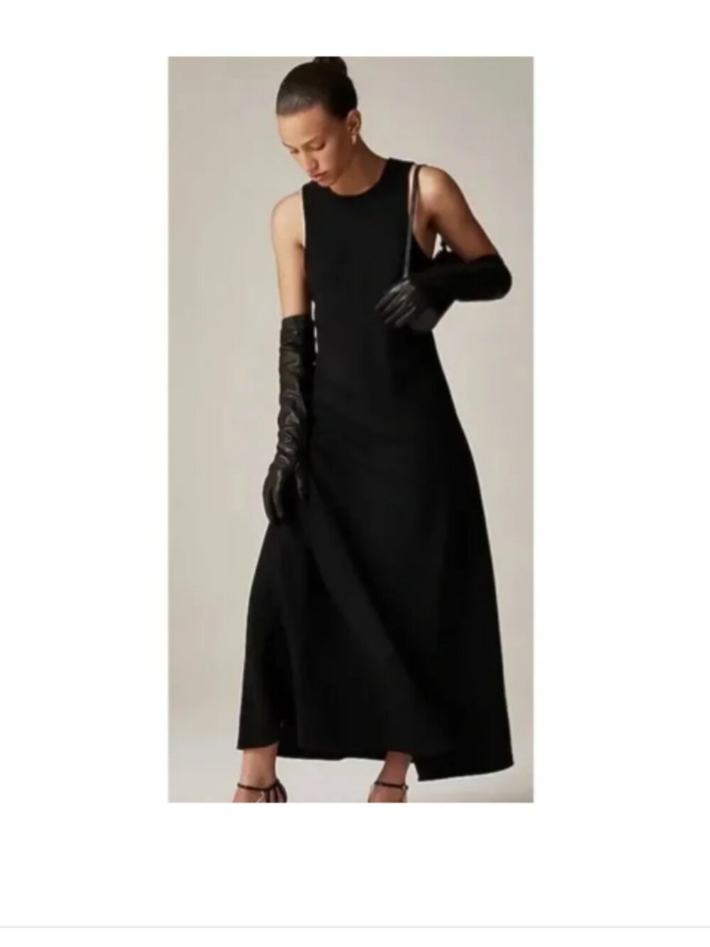 J Crew Open Back A-Line in Drapey Crepe Maxi Dress Black size womens 22 NWT